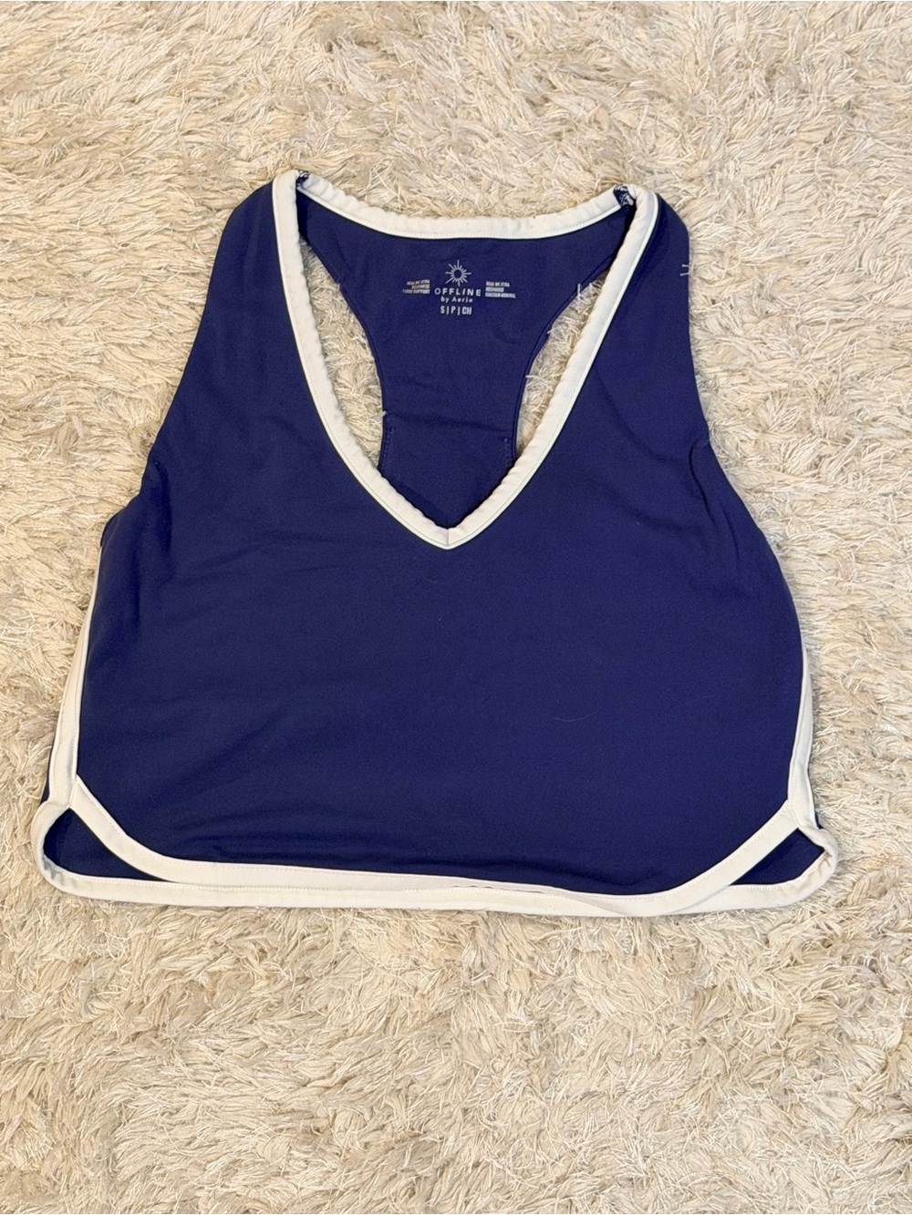 Aerie Real Me Navy & White Racerback Bralette Crop Top - S